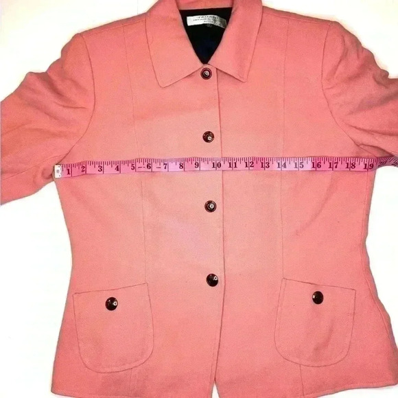Tahari Arthur Levine Womens Coral Pink Jacket Petite Size 10P - Picture 8 of 9